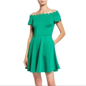 Ted Baker Scallop Off Shoulder Green Dress 5 / 12